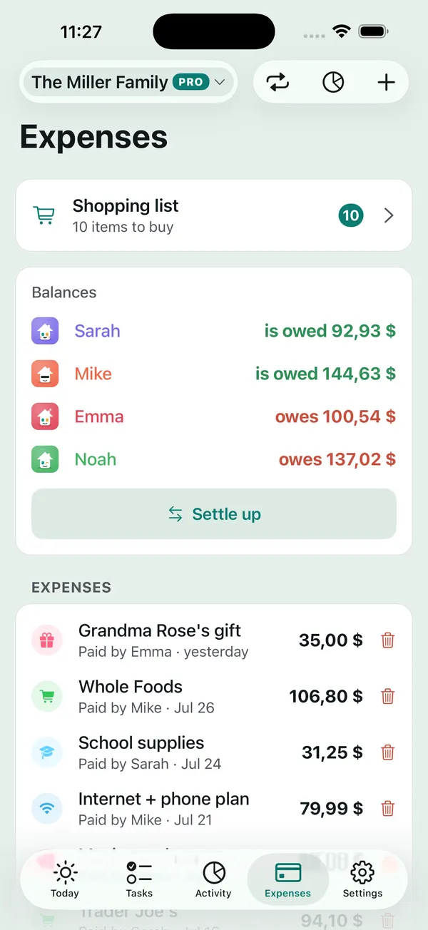 Household expenses