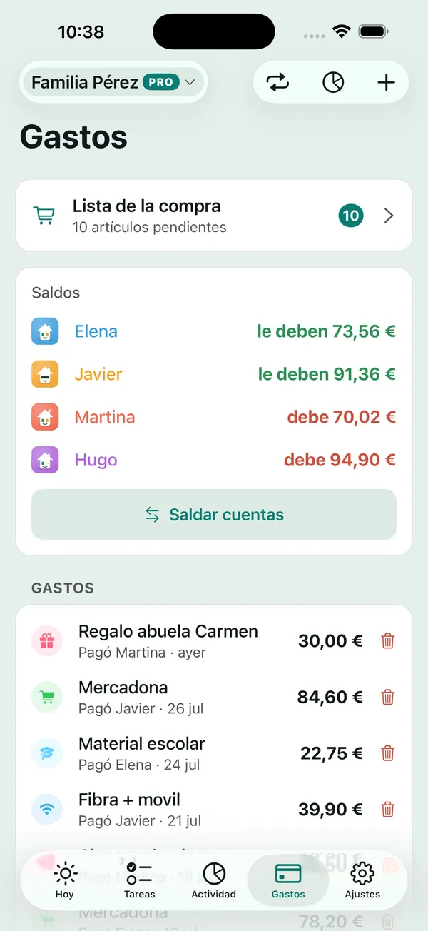 Los gastos de la casa