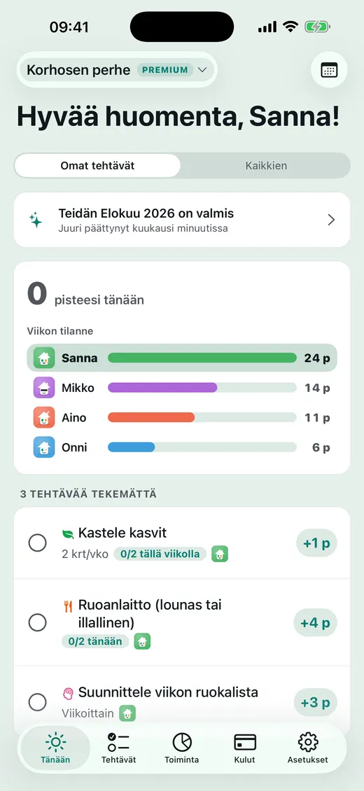 Mitä tänään on tiedossa?