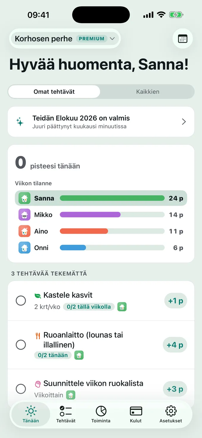 Mitä tänään on tiedossa?