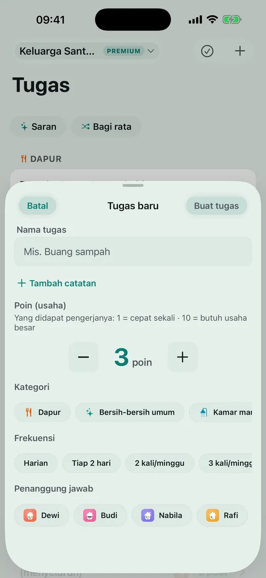 Berapa poin untuk tiap tugas?