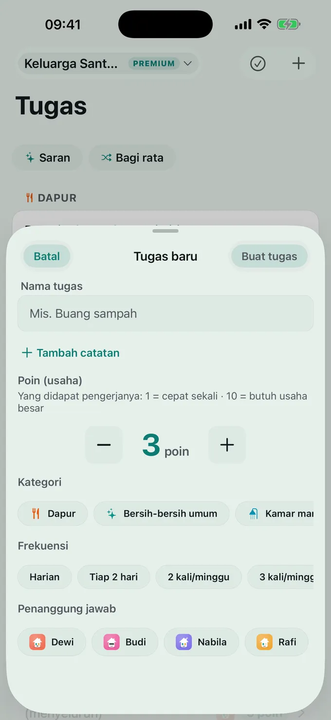 Berapa poin untuk tiap tugas?