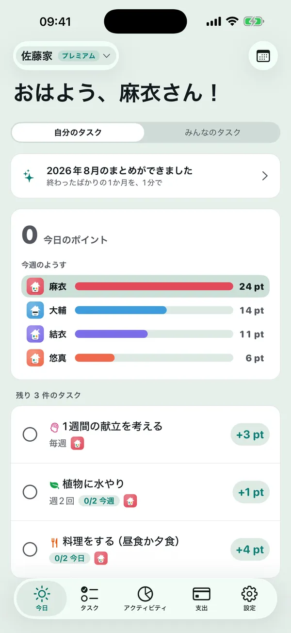 今日をひと目で
