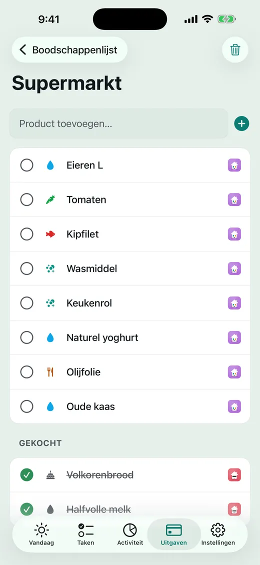 Wie doet de boodschappen?