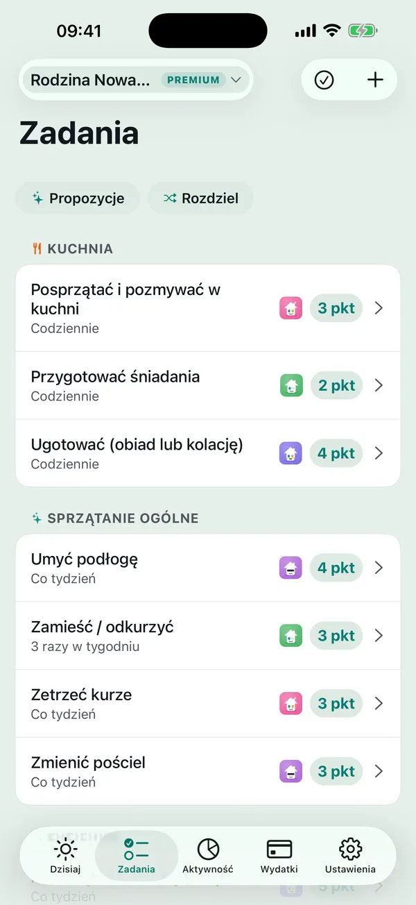 Obowiązki na tydzień
