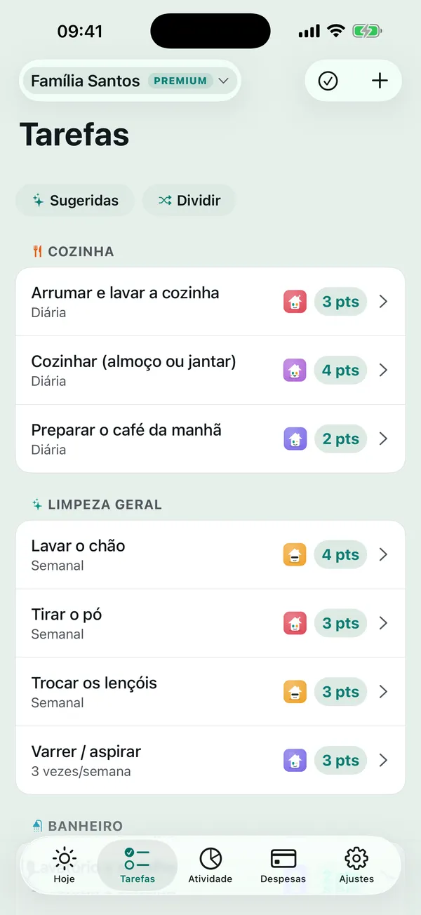As tarefas da semana