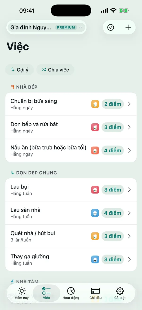 Việc nhà trong tuần