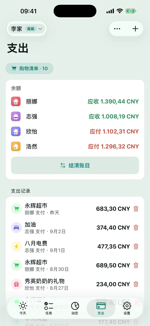 家里的开支
